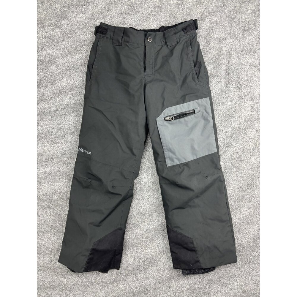 Marmot Snow Pants Youth Medium‎ Black Gray Insulated Ski Snowboard Adjustable